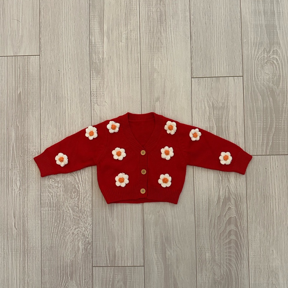 Baby Knit 3D Flower Cardigan